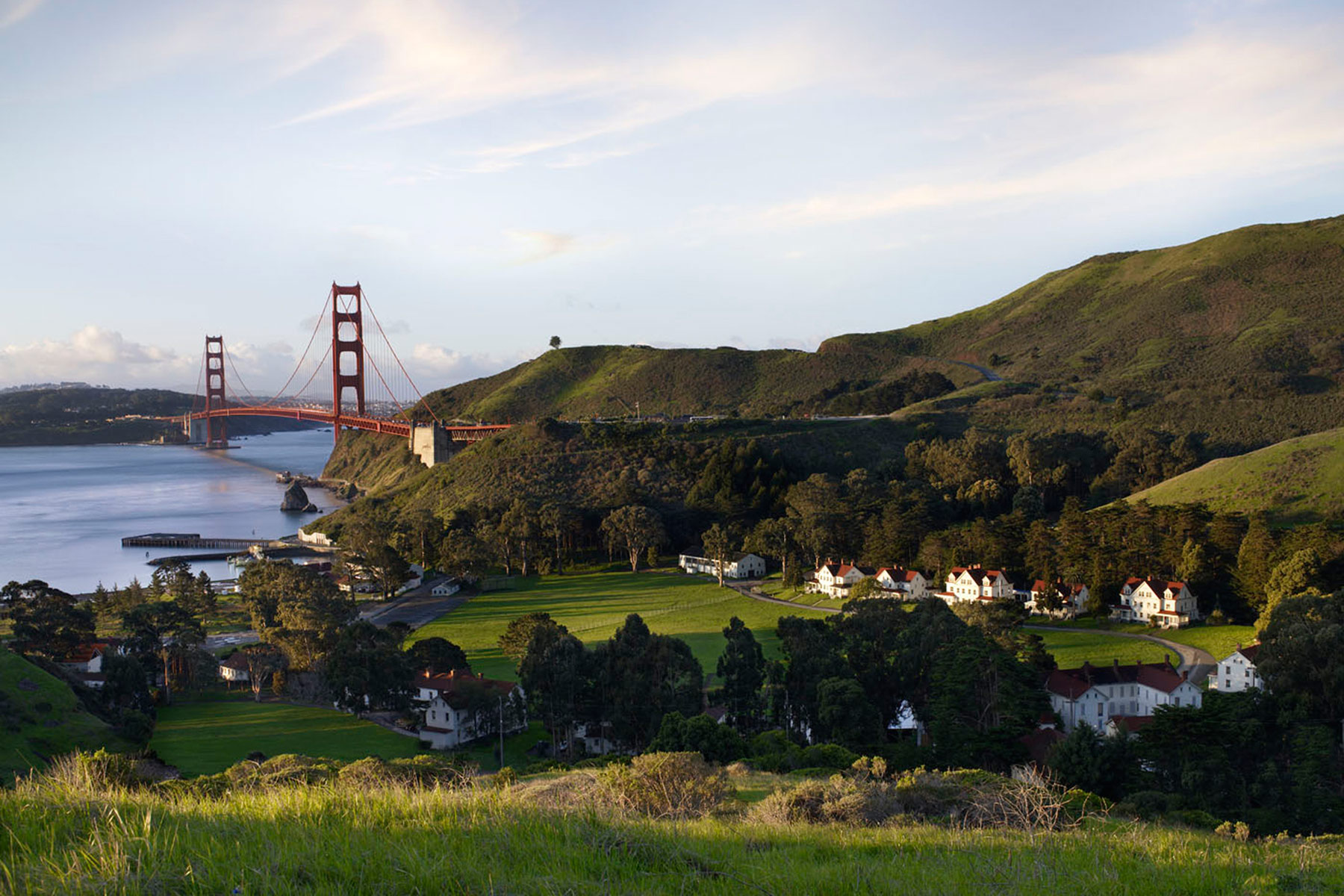 Cavallo Point- the Lodge at the Golden Gate is the result of an adaptive reuse and new construction effort at Fort Baker, a former military fortification at the foot of the Golden Gate Bridge in Sausalito- the complex is LEED Gold certified and the historic and new buildings are sensitively integrated into the National Register Historic district. Cavallo Point is the first new National Park Lodge in over a decade.