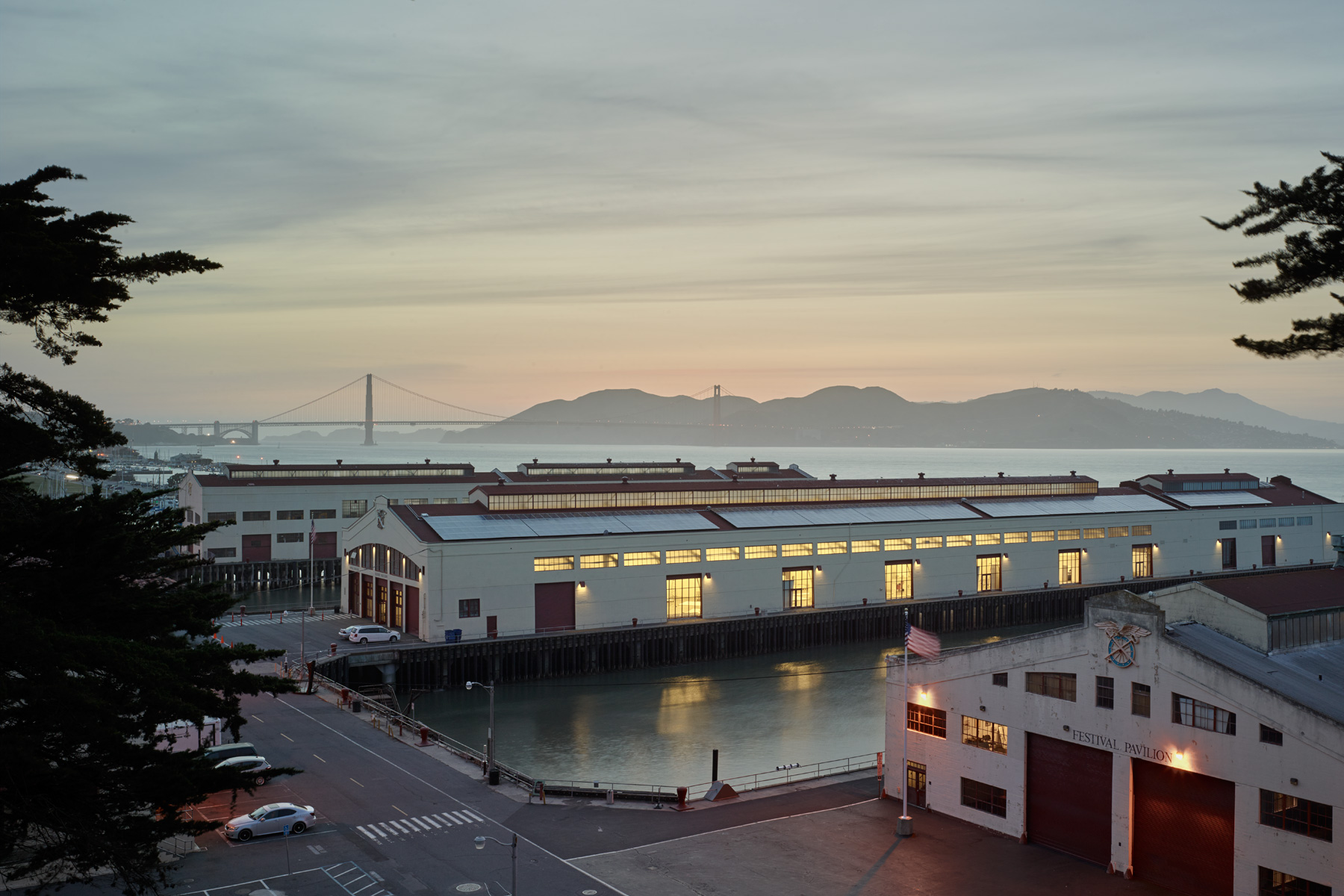 Pier 2 at the historic army base Fort Mason Center is currently being renovated into the new San Francisco Art Institute Graduate Center.